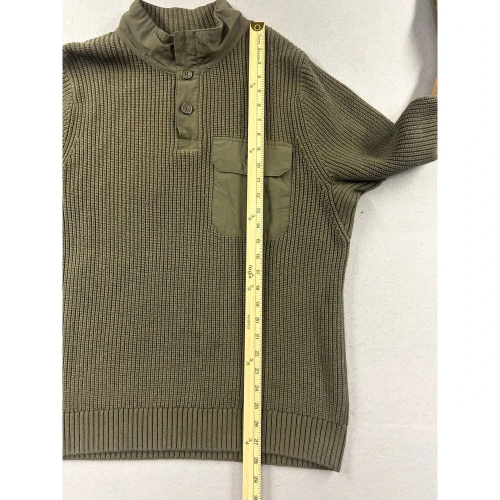 Duluth Trading Company Men’s Olive and Tan Elbow Patches Sweater Medium